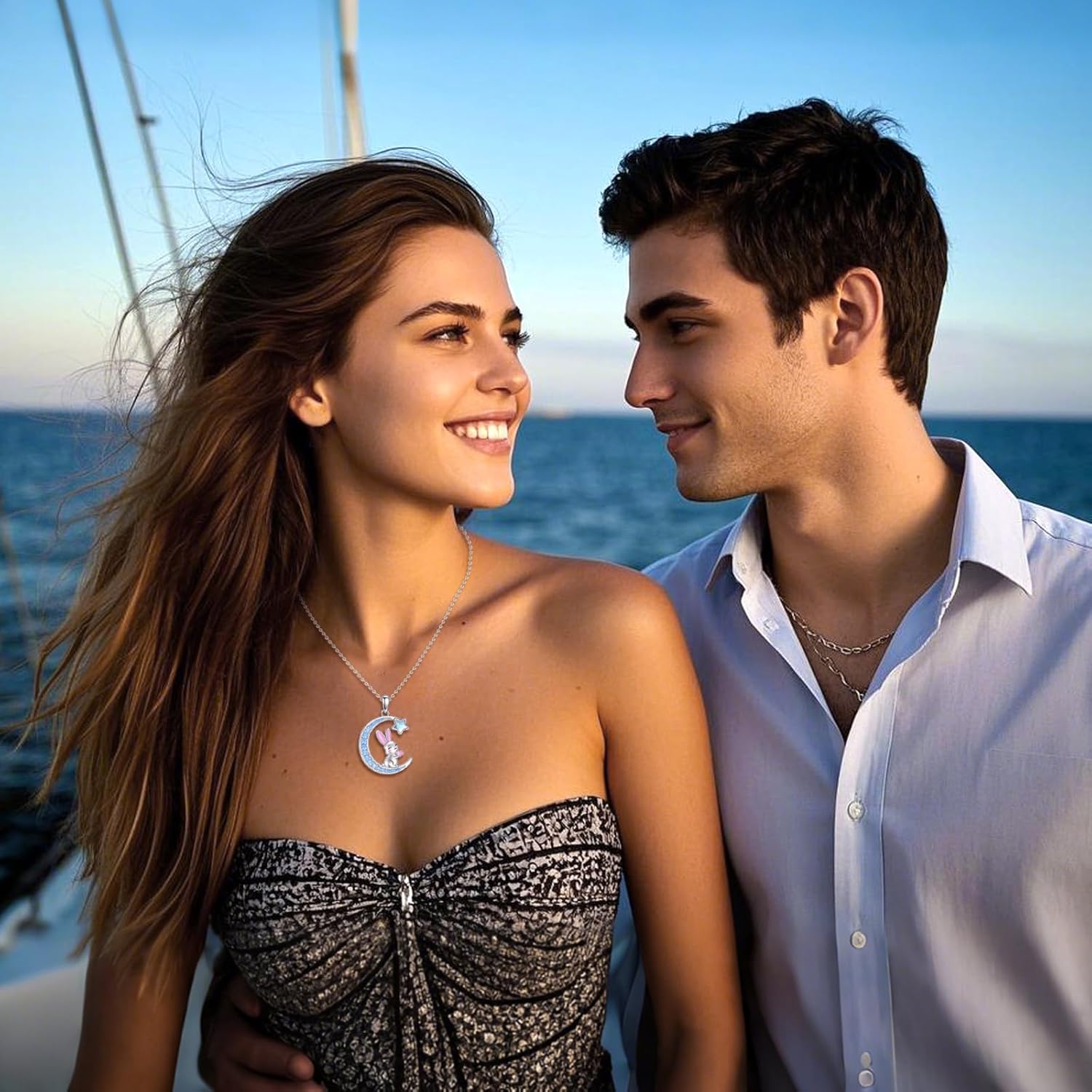 Animal Necklace 925 Sterling Silver Dachshund/Bee/Elephant/Fox/Penguin/Rabbit/Squirrel/Chicken Animals Heart Moon Pendant Cute Animals Jewellery Gifts for Women Animal Lovers