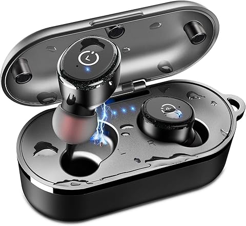 TOZO T10 TWS Bluetooth 5.0 Earbuds True Wireless Stereo Earphones Headphones IPX8 Waterproof in Ear Wireless Charging Case Built in Mic Headset Premium Sound with Deep Bass for Running Sport
