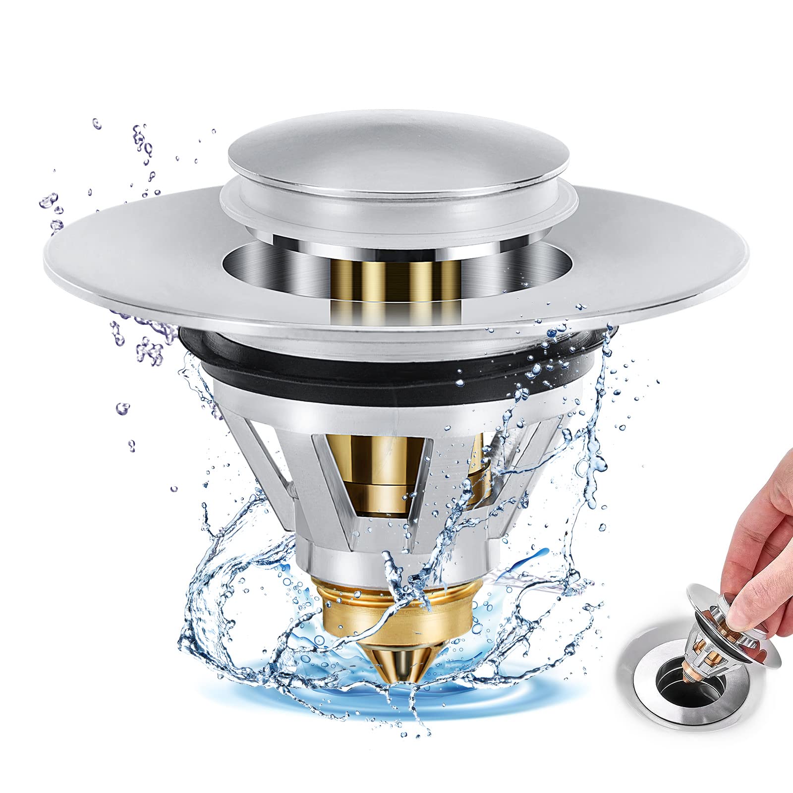 Buy Wzone Sink Plugs, Pop Up Sink Plugs with Sink Strainer, Stainless