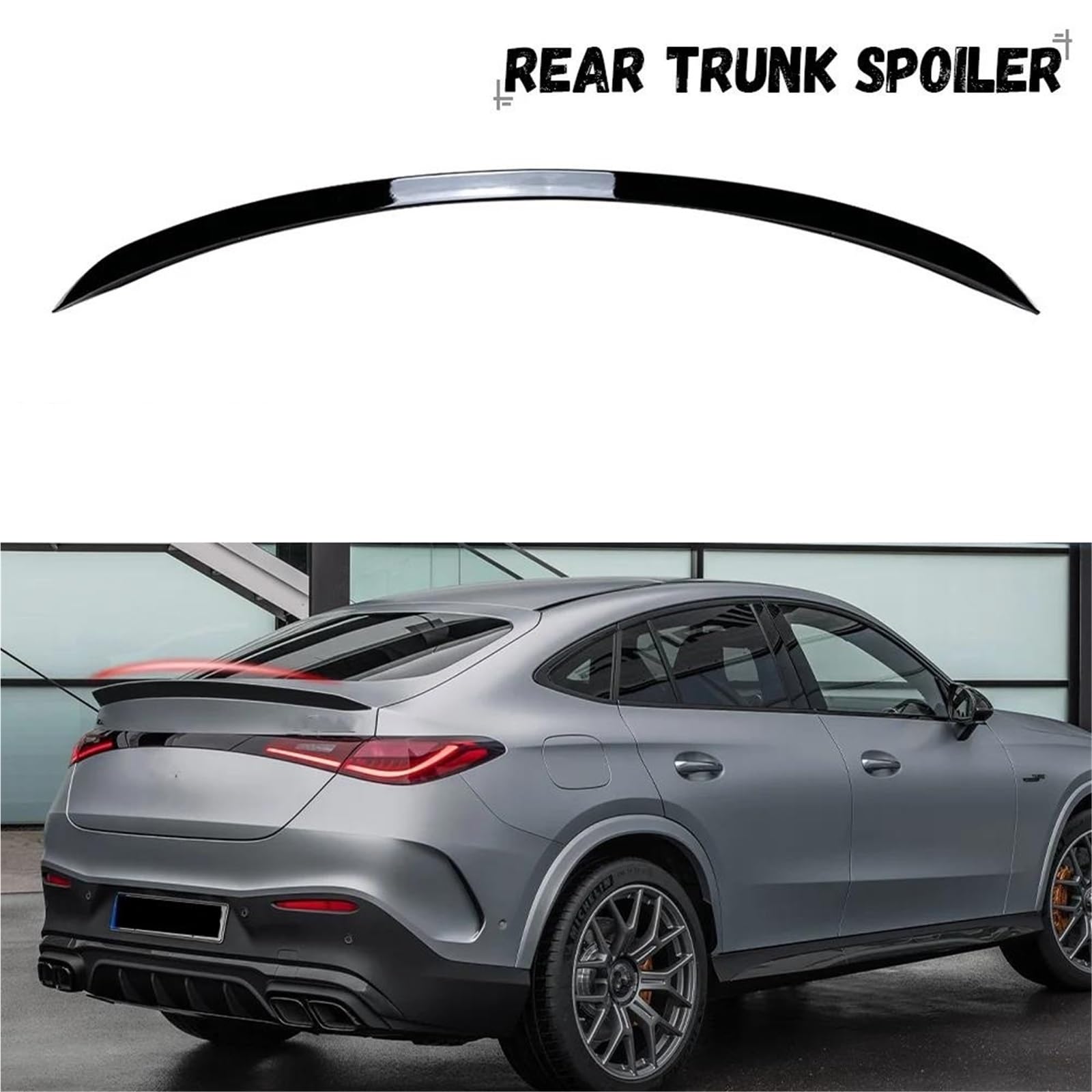 Alerón Trasero para Mercedes para Benz GLC Coupe C254 GLC300 400 AMG 2023-2026 Alerón Trasero Techo Maletero Alerón Labio Divisor Labio Alerón De Techo(Negro Brillante)