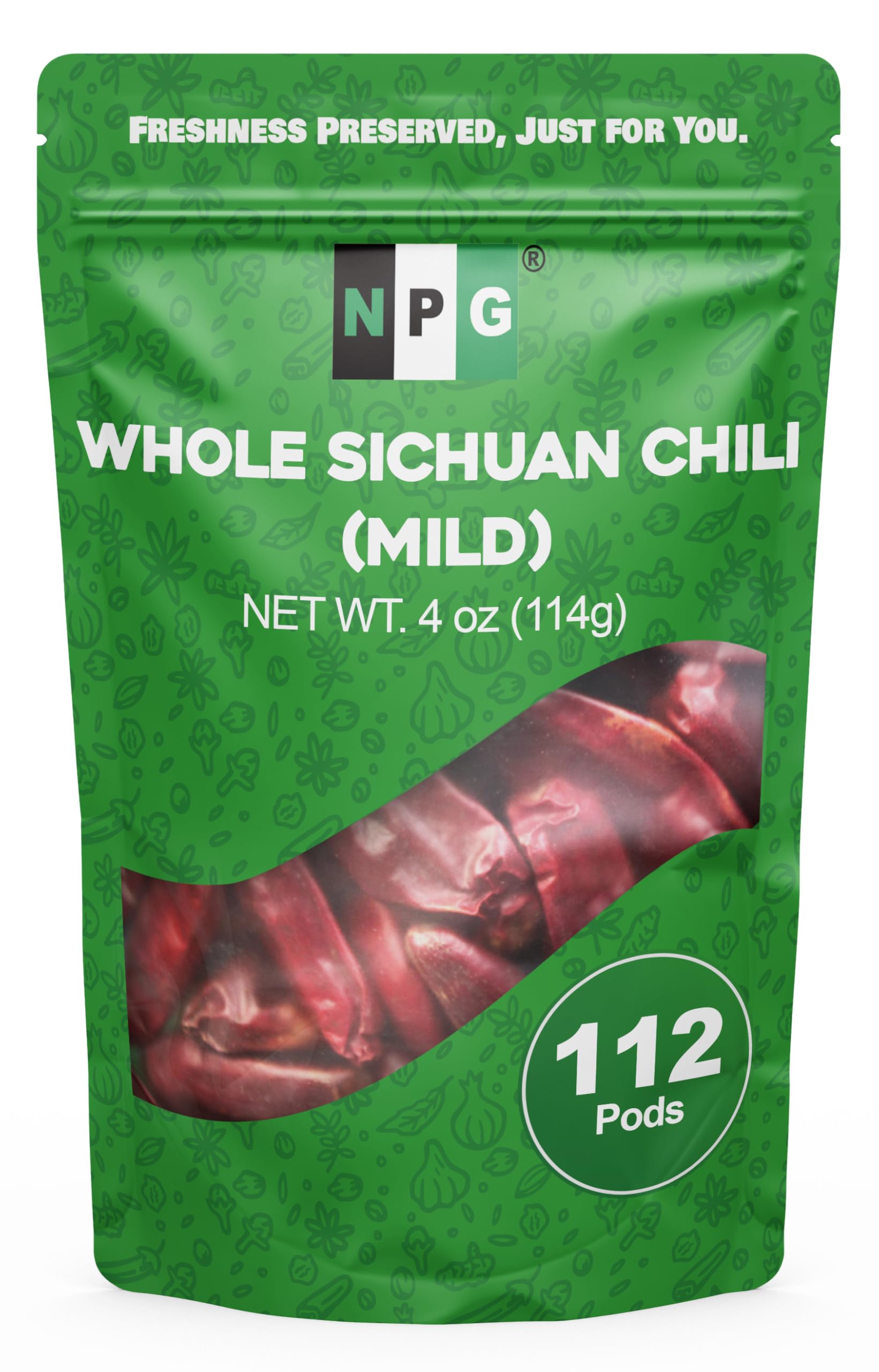 NPG Sichuan Chili Peppers 4 Ounces, Mild, Used in Mexican, Chinese, Thai Dishes, Premium Szechuan Dried Red Chilies for Chili Oil, Paste, and Sauce