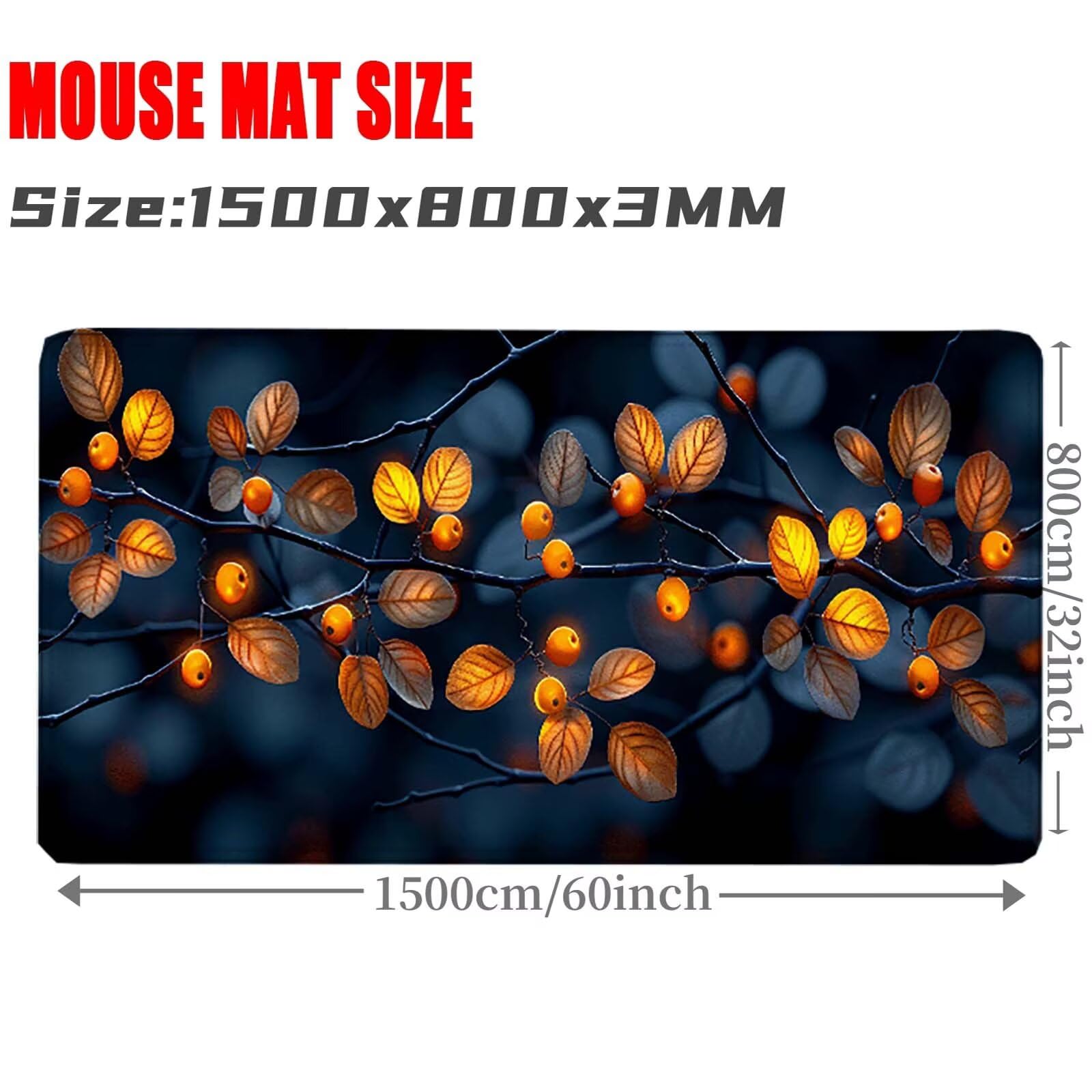 Negro Alfombrilla Ratón Planta Alfombrilla Gaming XXL (1500x800x3MM), Impermeable Mouse Pad con Bordes Cosidos, Tapete Escritorio con Base de Goma Antideslizante para Gaming, PC, Oficina -zzg250551