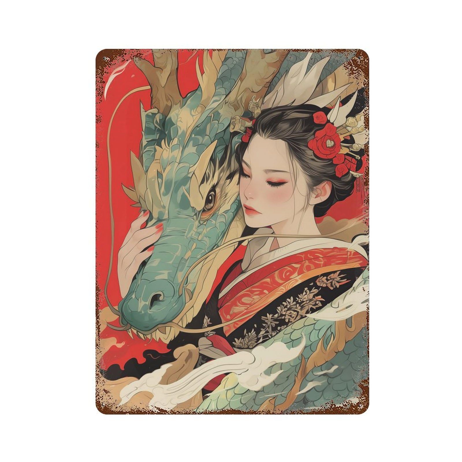 Weathered Tin Sign Whispers of The Dragon 15.7"x11.8", Rustic Home Decor for Bistro, Counter And Cafe Decor