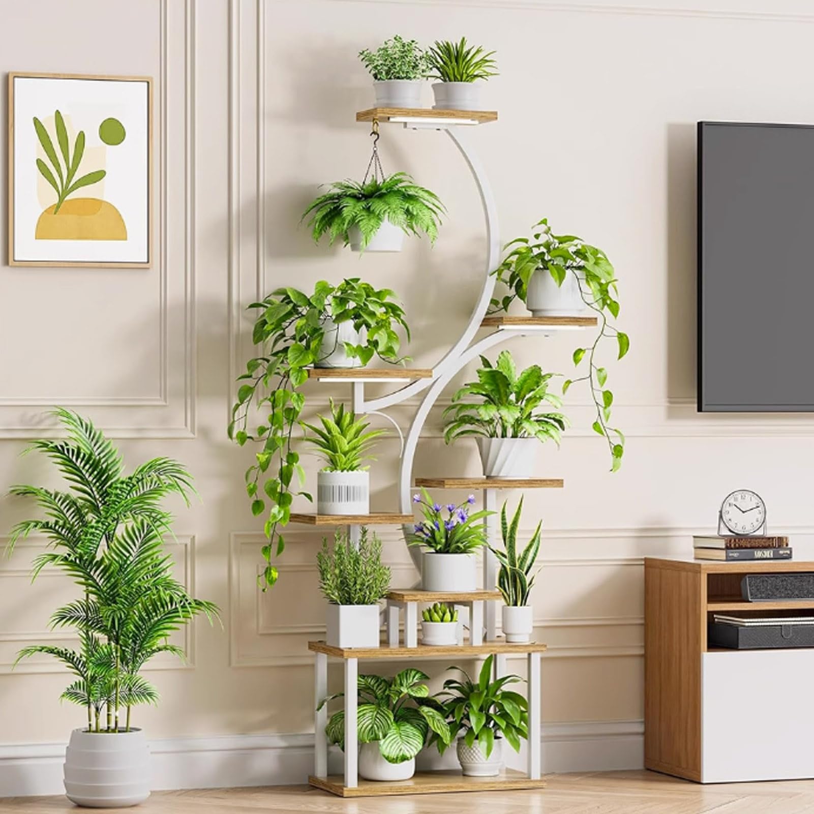 Générique Support pour Plantes d'intérieur avec Lampes de Croissance, étagère à 8 Niveaux en Forme d'arbre pour Plusieurs Plantes, idéal pour la Maison et la terrasse (BL