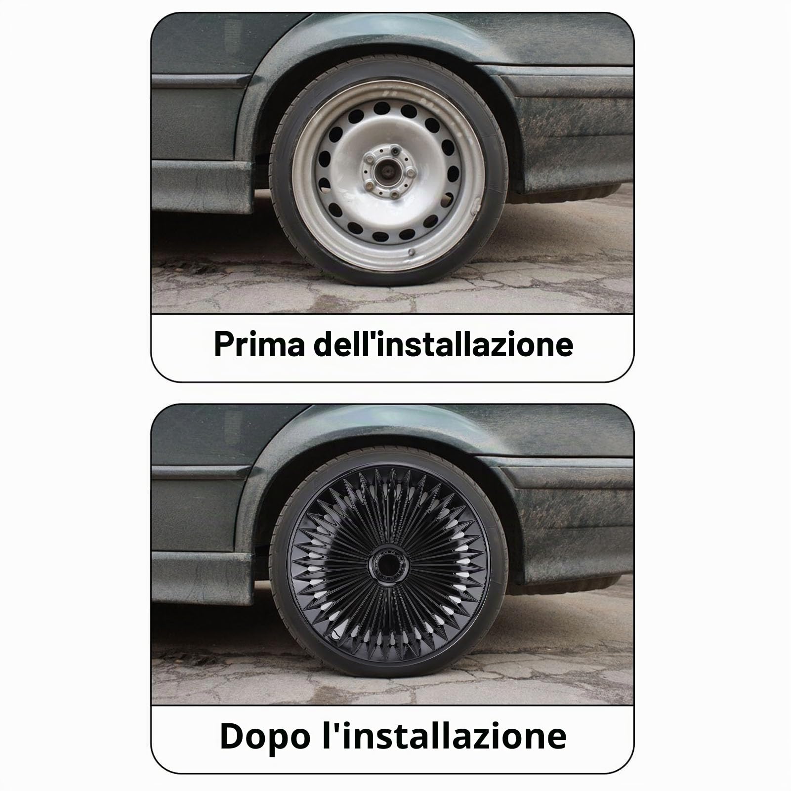 Ausla R17 Copricerchi, Set 4 Eleganti Copriruota in ABS Aggancio Rapido, Cerchi in Set 17 Pollici, Adattamento Universale per Auto, Camion, SUV (Black)