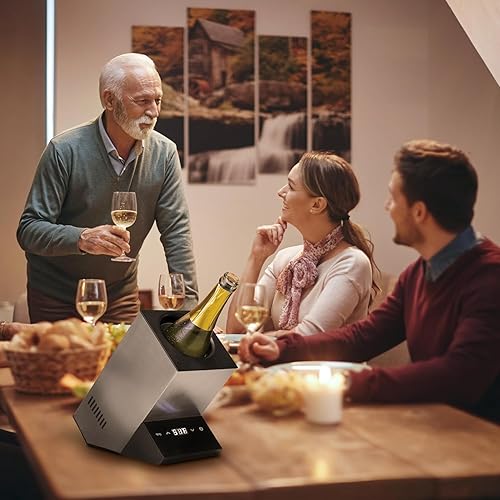 Miniatura 3 de Cobalance Enfriador de vino eléctrico, enfriador de una sola botella para vino de 25.4 fl oz o algo de champán, refrigeradores portátiles que