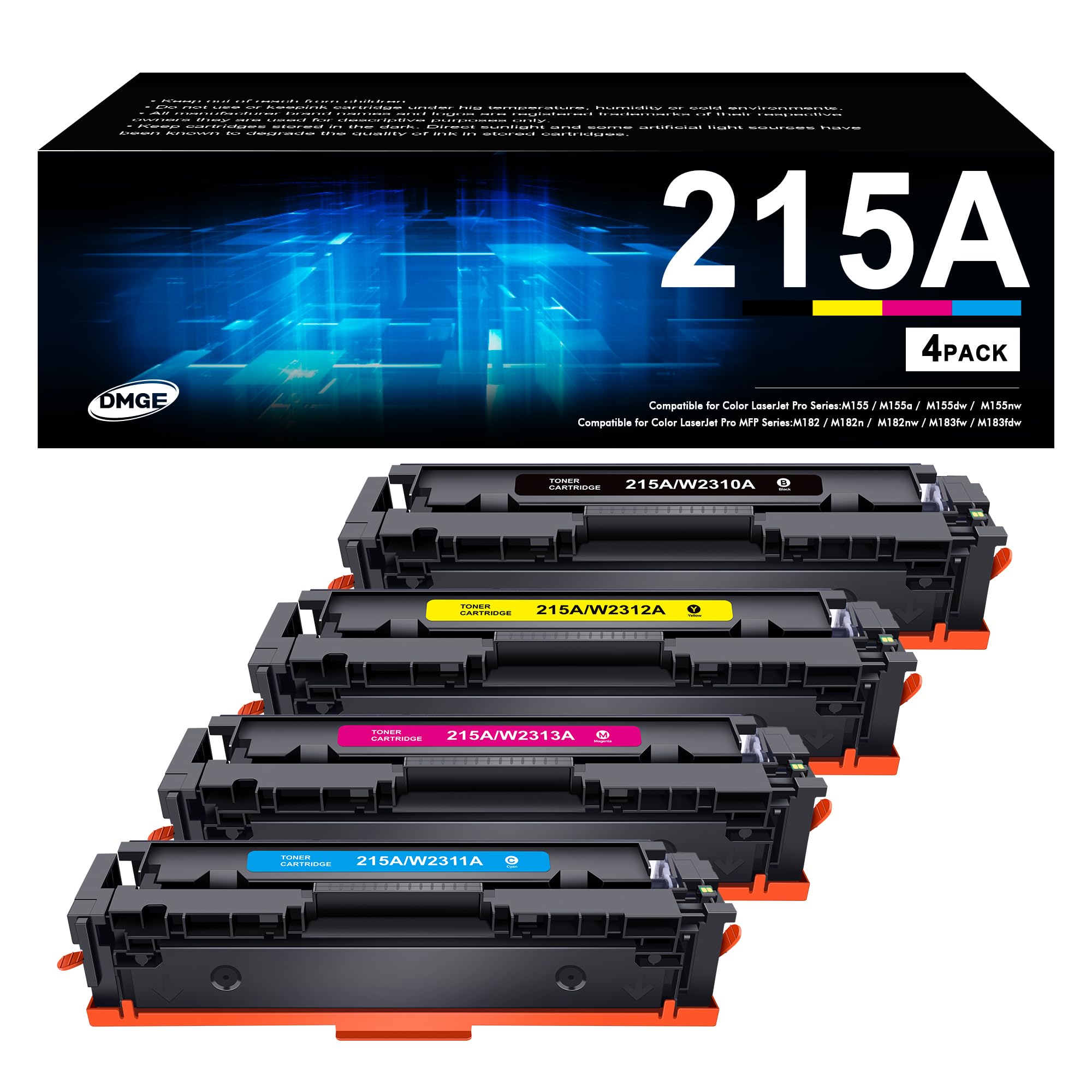 215A Toner Replacement for HP 215A Toner Cartridges 4 Pack Compatible with Color Pro MFP M183fw M182nw M182 M183 M155 Series Printer