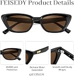 FEISEDY Trendy Lunettes de soleil cateyées polarisées pour femmes Hommes Rétro Rectangle Narrow Sunnies B4176