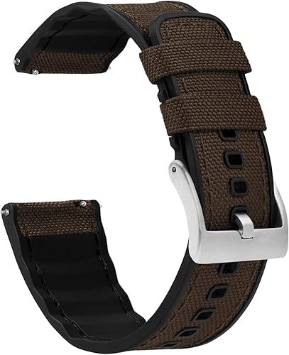BARTON WATCH BANDS con muelles de liberación rápida integrados - Silicona híbrida - Tela Cordura, correas de reloj híbridas de cuero resistente al
