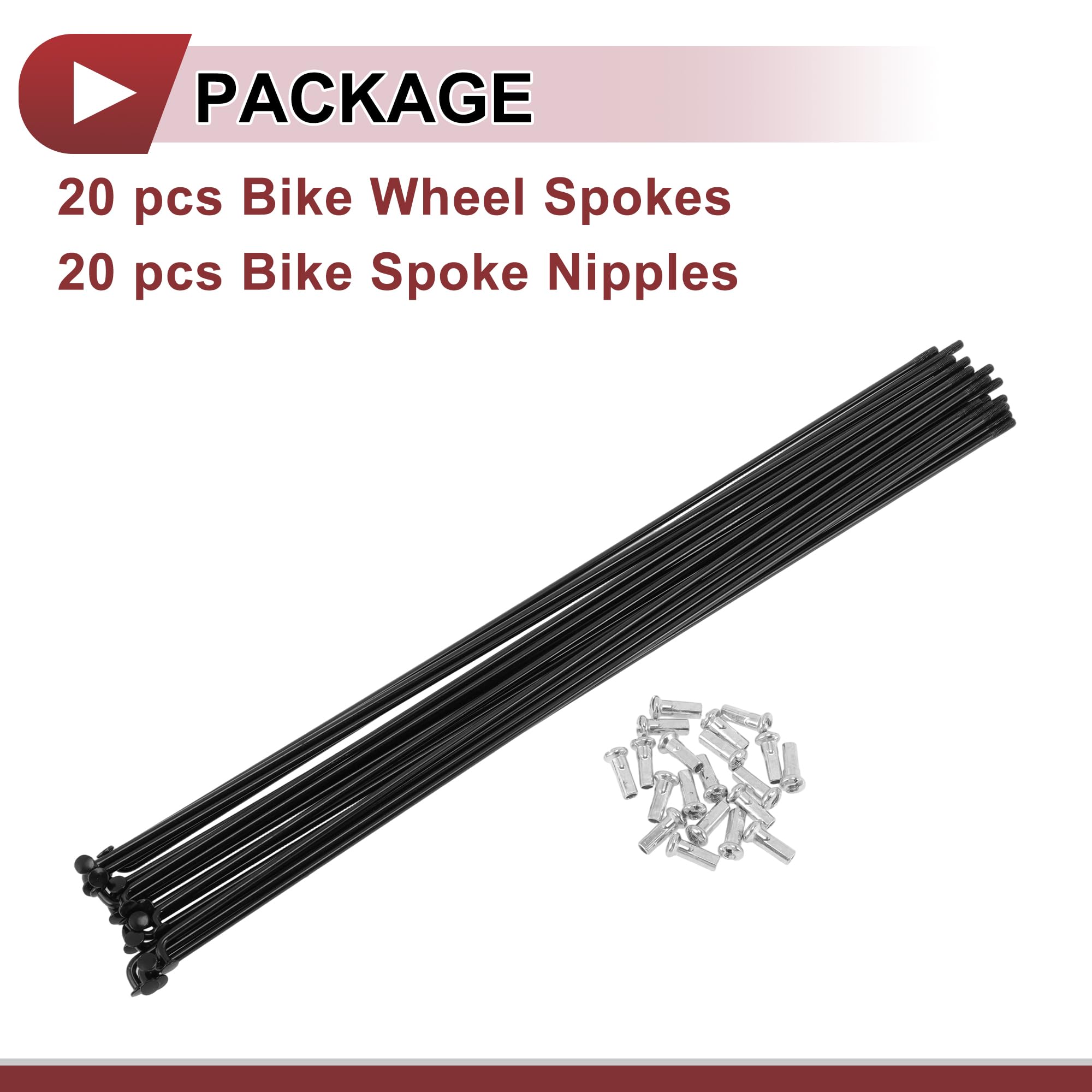 20 Set 12G Bici Raggio 295mm Bici Ruota Raggio Acciaio Carbonio Nero