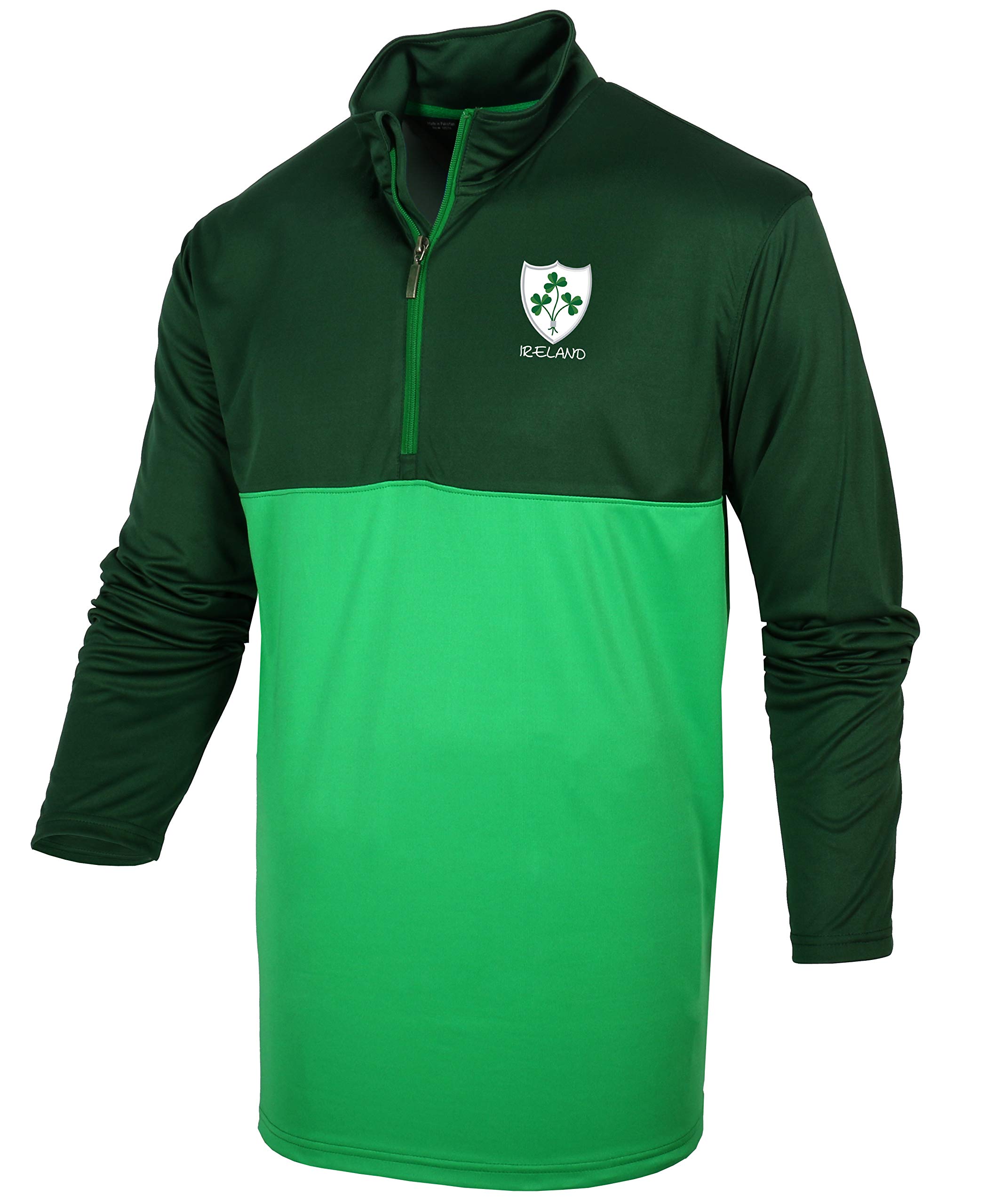 Malham Men's Rugby Shamrock 1/4 Zip Mock Neck (L) Green