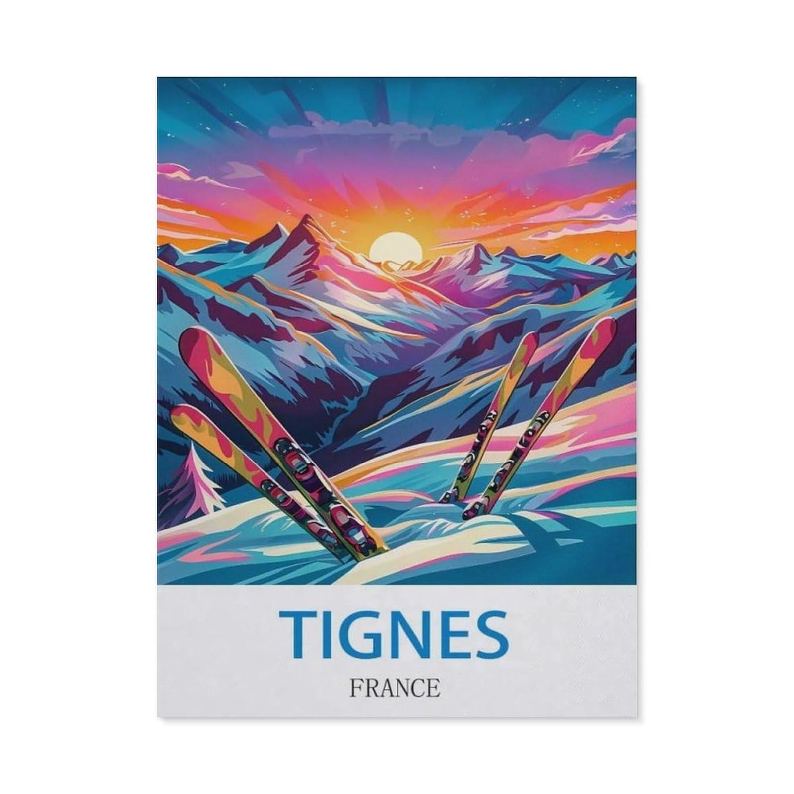 Metal Tin Sign，Tignes France，Tin Sign Vintage Art Wall Decor Sign Home Kitchen Bar Patio Cave Funny Decor(15x30cm）6x12 inch-ED31