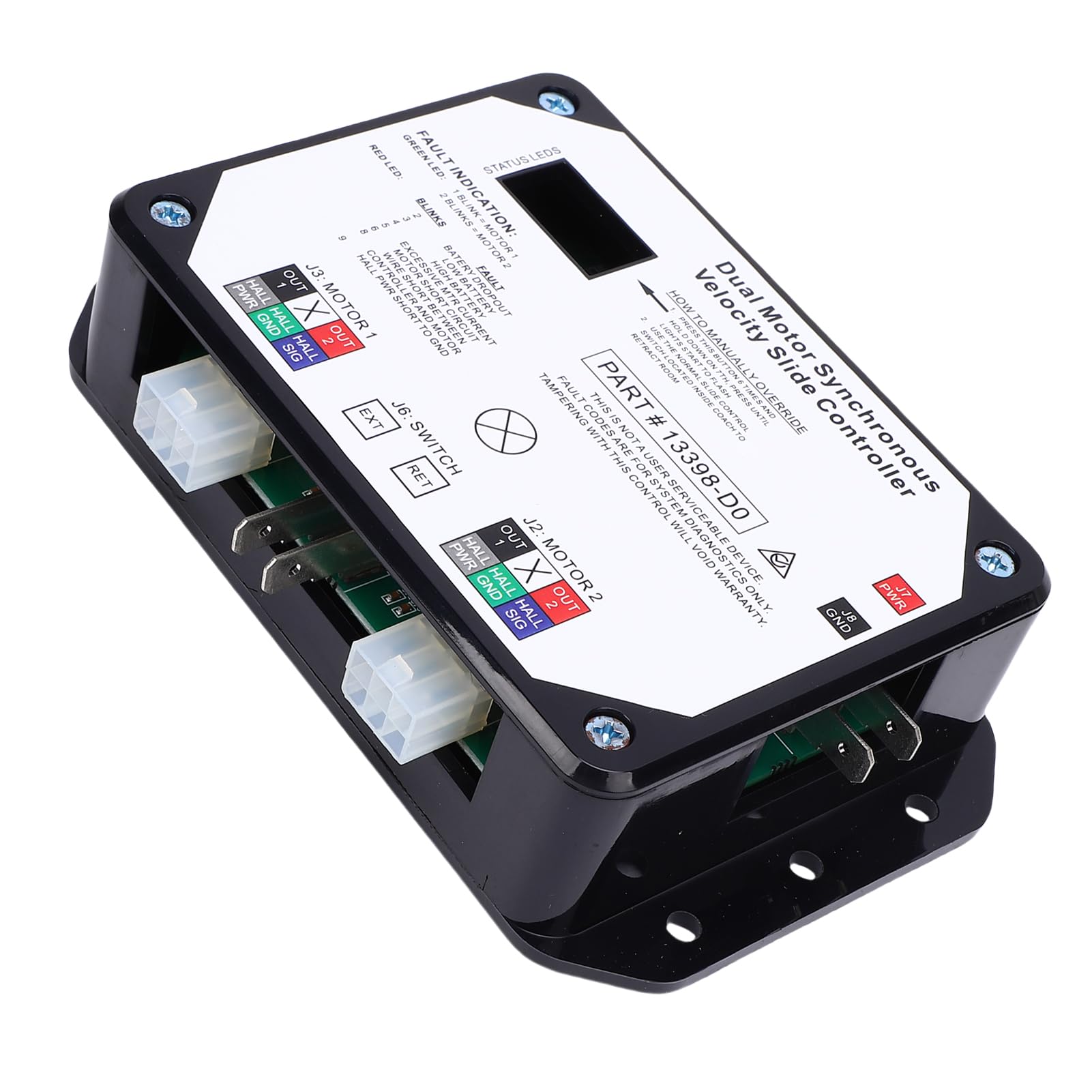 CHICIRIS Controller di Scorrimento per Motore Sincrono, Controller di velocità Sincrona a Doppio Motore ABS 13398 D0, Ingresso Sostitutivo Diretto per Lippert RV con Scorrimento a Parete