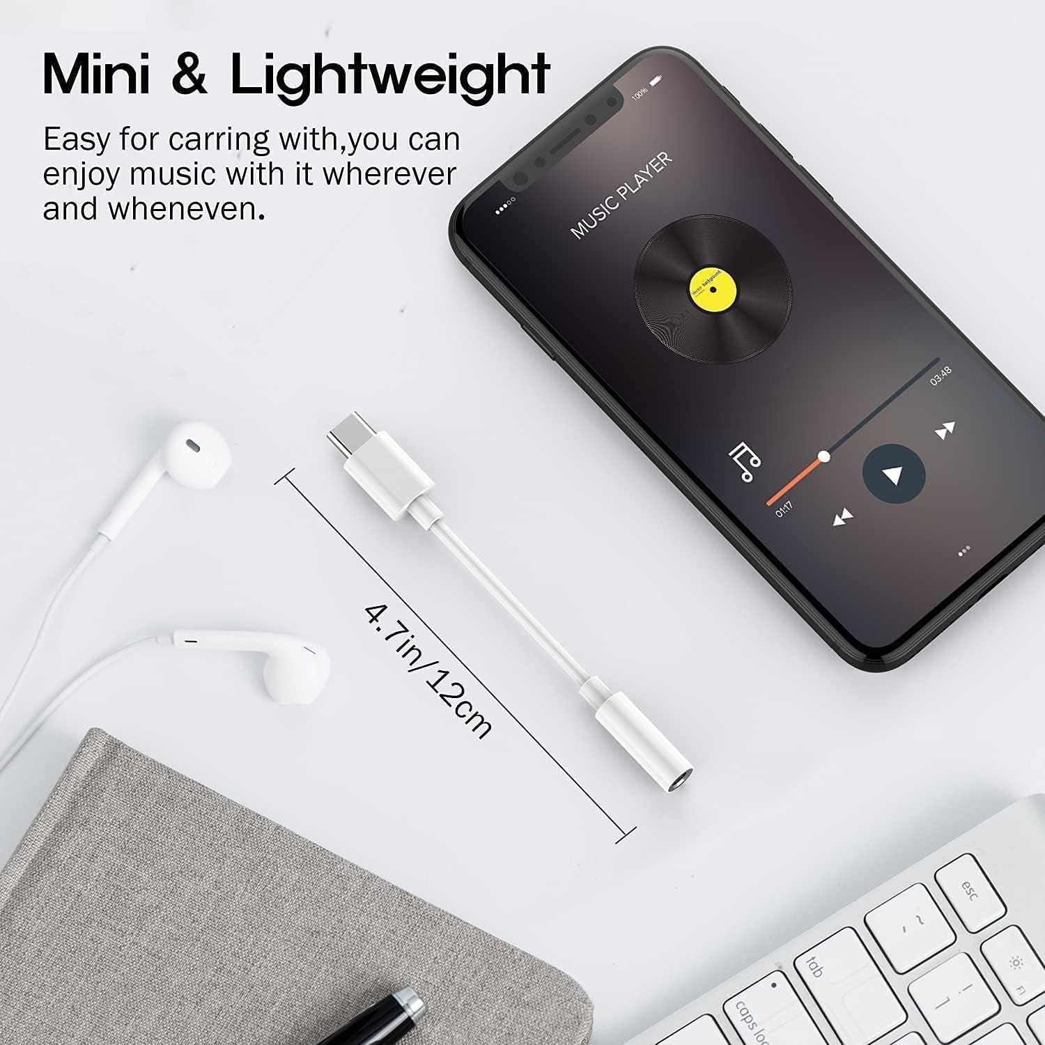 2 Stück USB C auf 3,5 mm Kopfhöreranschluss-Adapter für iPhone 15/15 Pro/Pro Max/Plus, Typ C Aux-Dongle-Kabel, kompatibel mit Samsung Galaxy S24/S23/S22/S21Ultra, iPad, MacBook, Note
