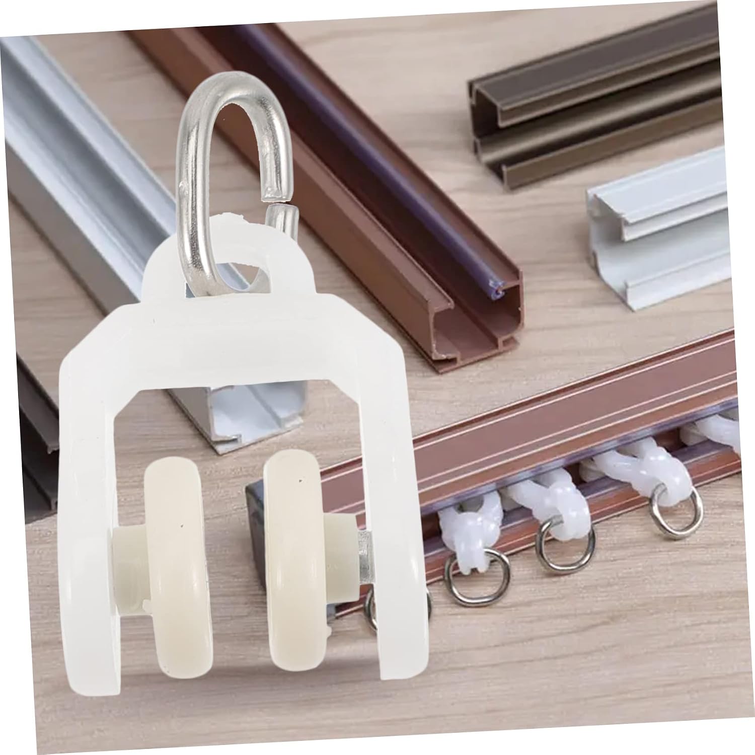 Cabilock 50pcs Bendable Curtain Track Pulleys Silent Runners for Vertical Blinds Easy Replacement