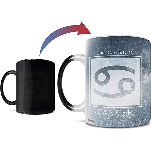Morphing Mugs Birthday Zodiac Sign - Cancer Heat Sensitive Mug – Image revealed when HOT liquid is added - One 11oz Ceramic Mug