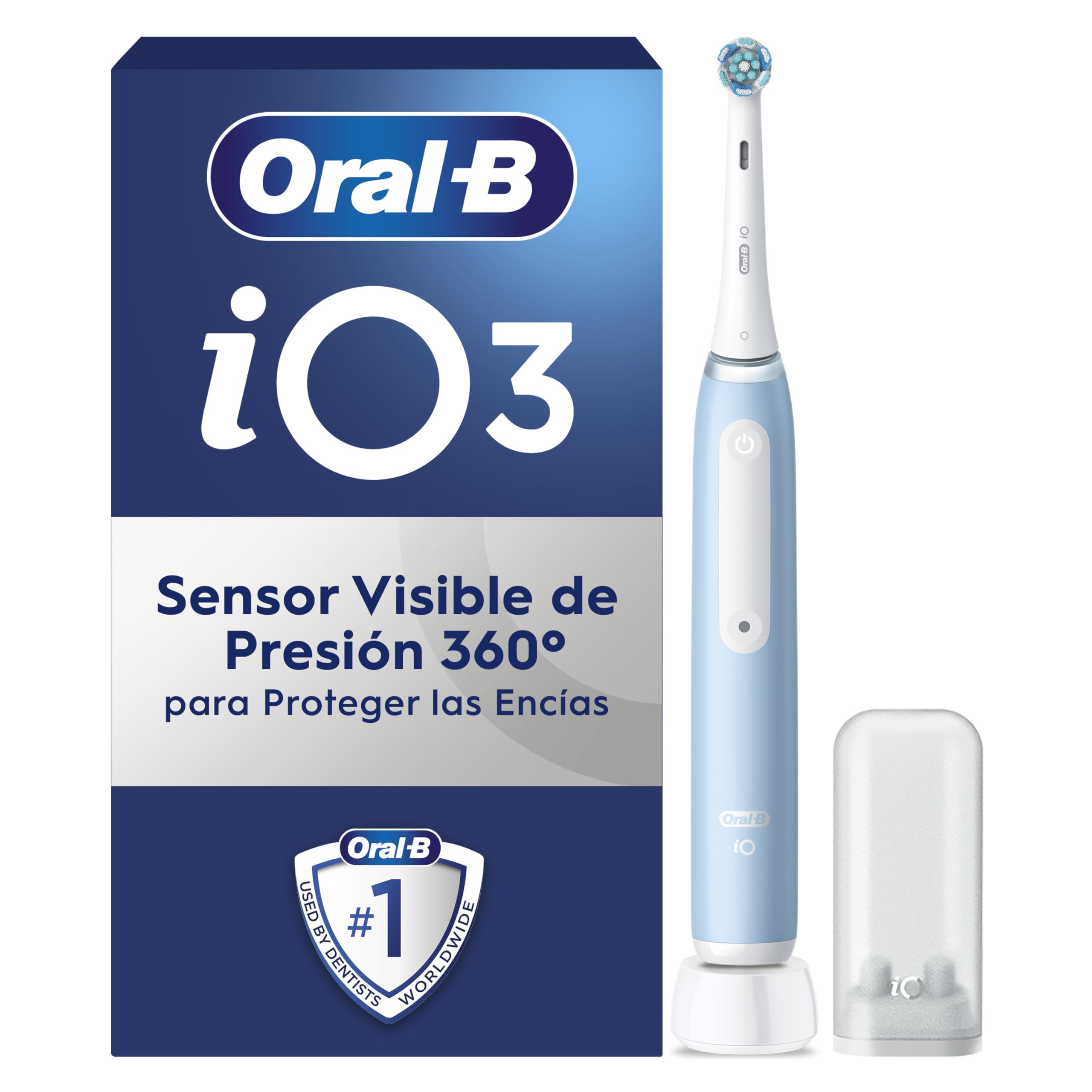 Oral-B iO 3N Cepillo de Dientes Eléctrico Azul con Mango Recargable, 1 Cabezal, 3 Modos De Cepillado Con Modo Blaqueante, Diseñado por Braun, Regalos Originales para Mujer y Hombre