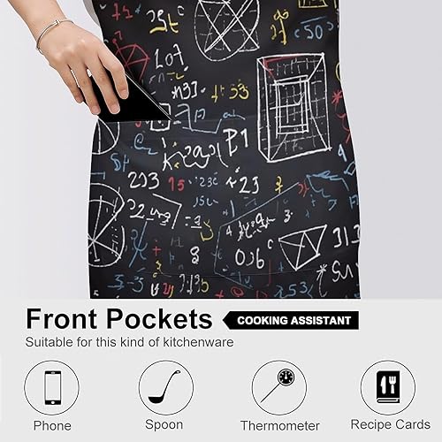 Miniatura 5 de Mathematics And Physics Apron with Pockets Water And Oil Resistant Kitchen Aprons Professional Adjustable Bib Apron for Women Men