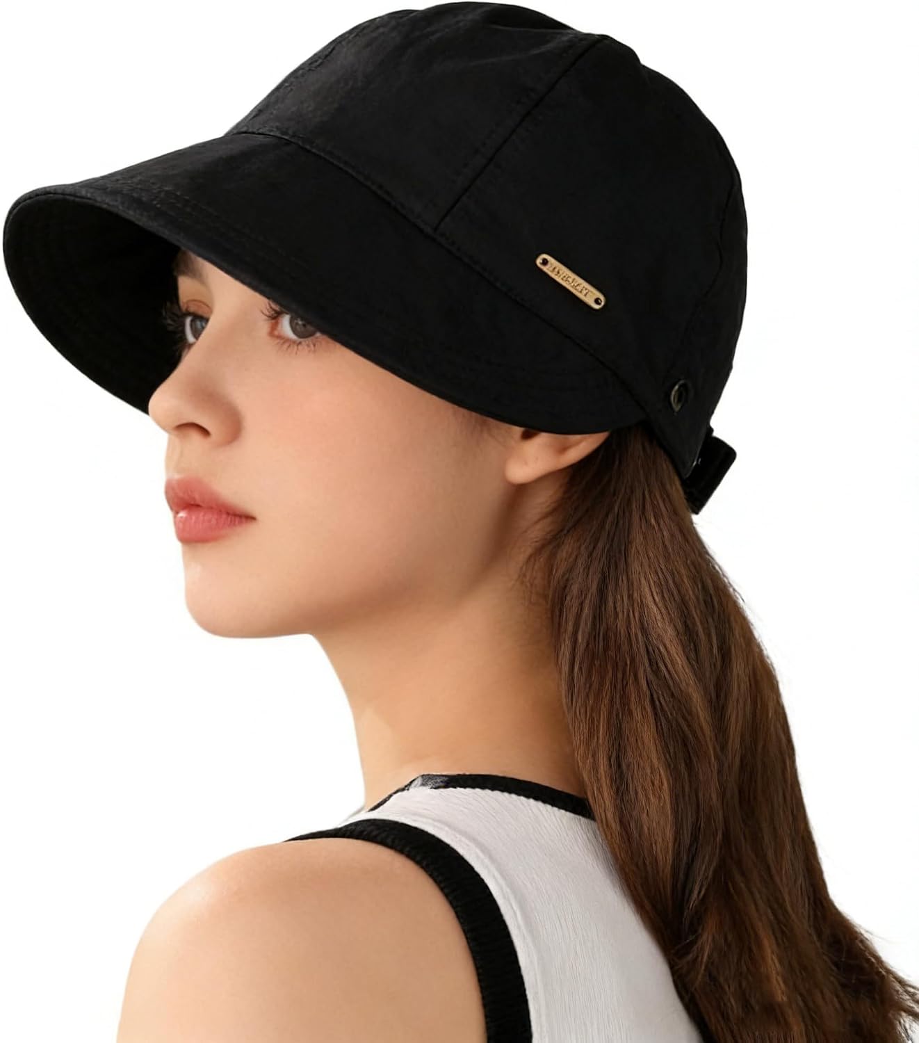 UPF 50+Womens Sun Hat UV Protection Hiking Fishing Hats Wide Brim Hat Adjustable Ponytail Packable Sun Cap