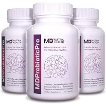 MDProbioticPRO - 3 Bottles - #1 Probiotic Supplement - 100% Natural - Promotes Digestive Health