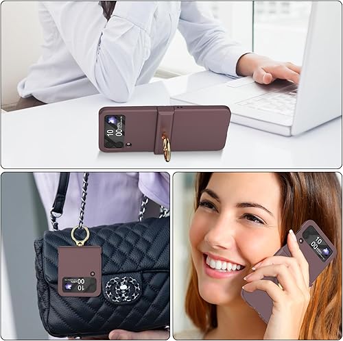 Miniatura 31 de Funda compatible con Galaxy Z Flip 4 con protección de bisagra y soporte de anillo, funda protectora delgada y fina para Samsung Z Flip 4 5G (negro)