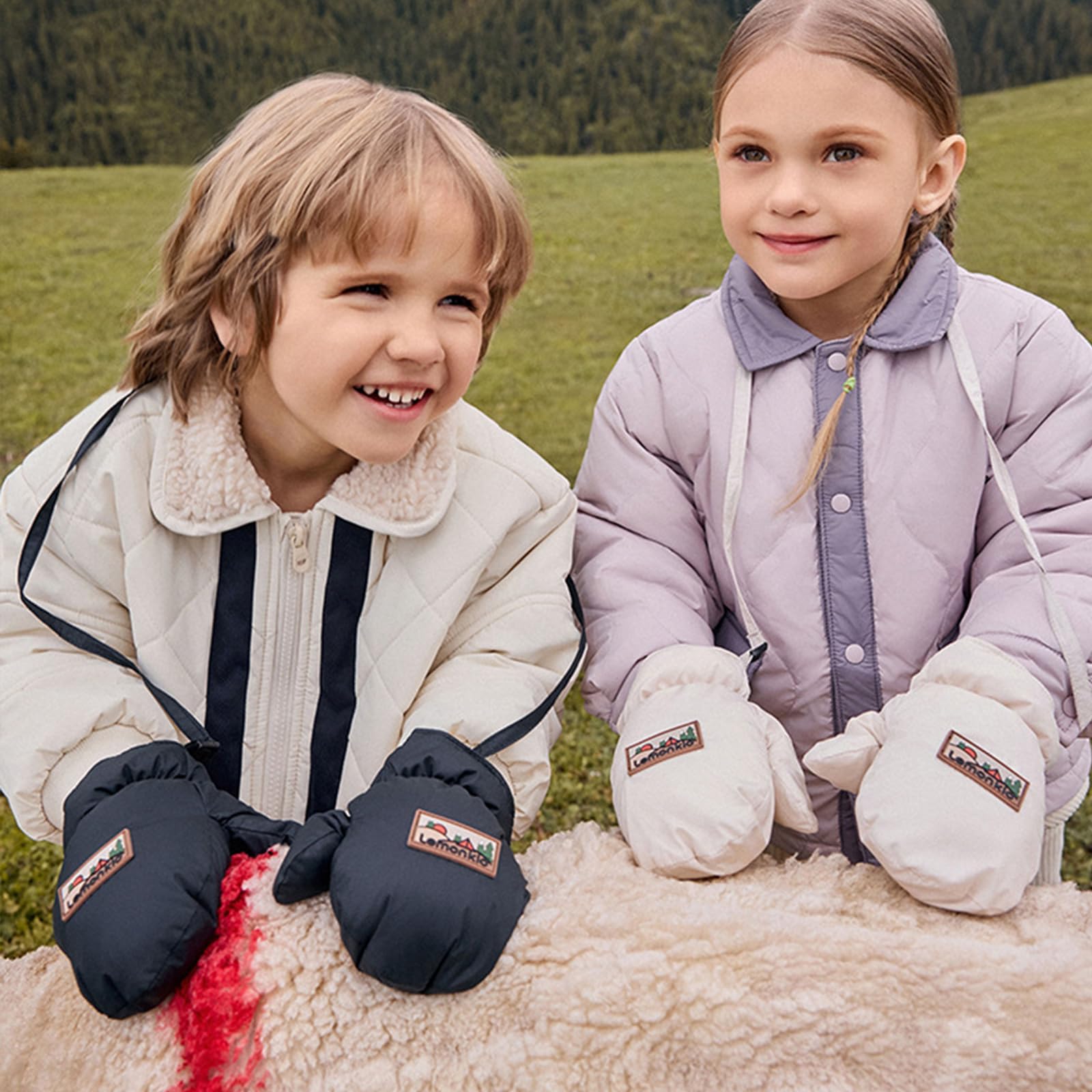 Guantes de esquí de invierno para niños, guantes cálidos con forro polar, diseño hermético y resistente al viento, guantes para niños, fáciles de transportar para niños y niñas