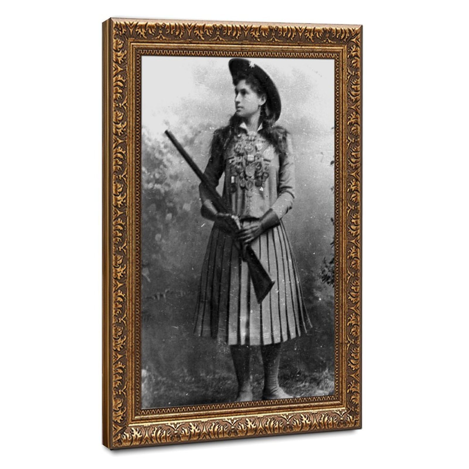 WCYB Annie Oakley Portrait Western Gun Owner Photograph Posters Prints Canvas Deco Paintings Wall Art Hangable Frame 20" L X 30" W