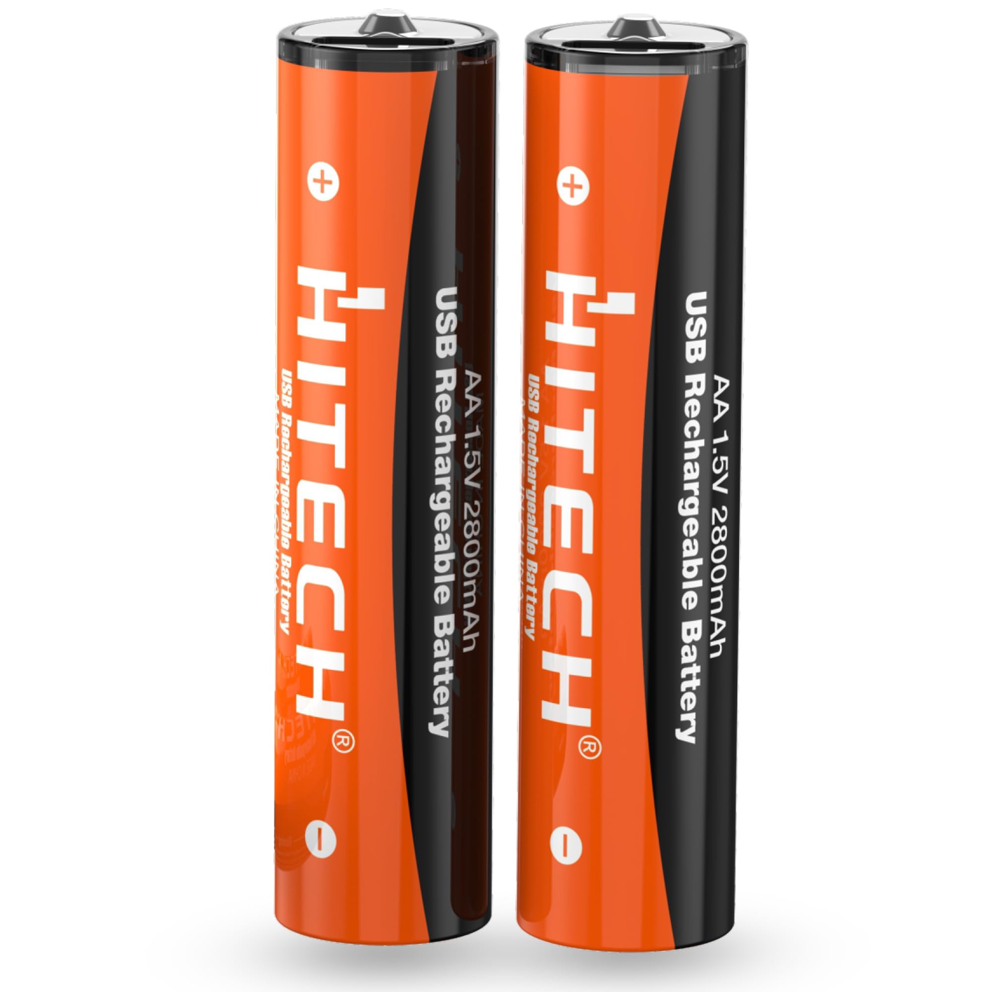 Hitech AA Rechargeable Lithium Batteries, 2800mAh USB Type-C Charging, 1000 Recharge Cycles, Orange and Black, 2-Pack-image-34