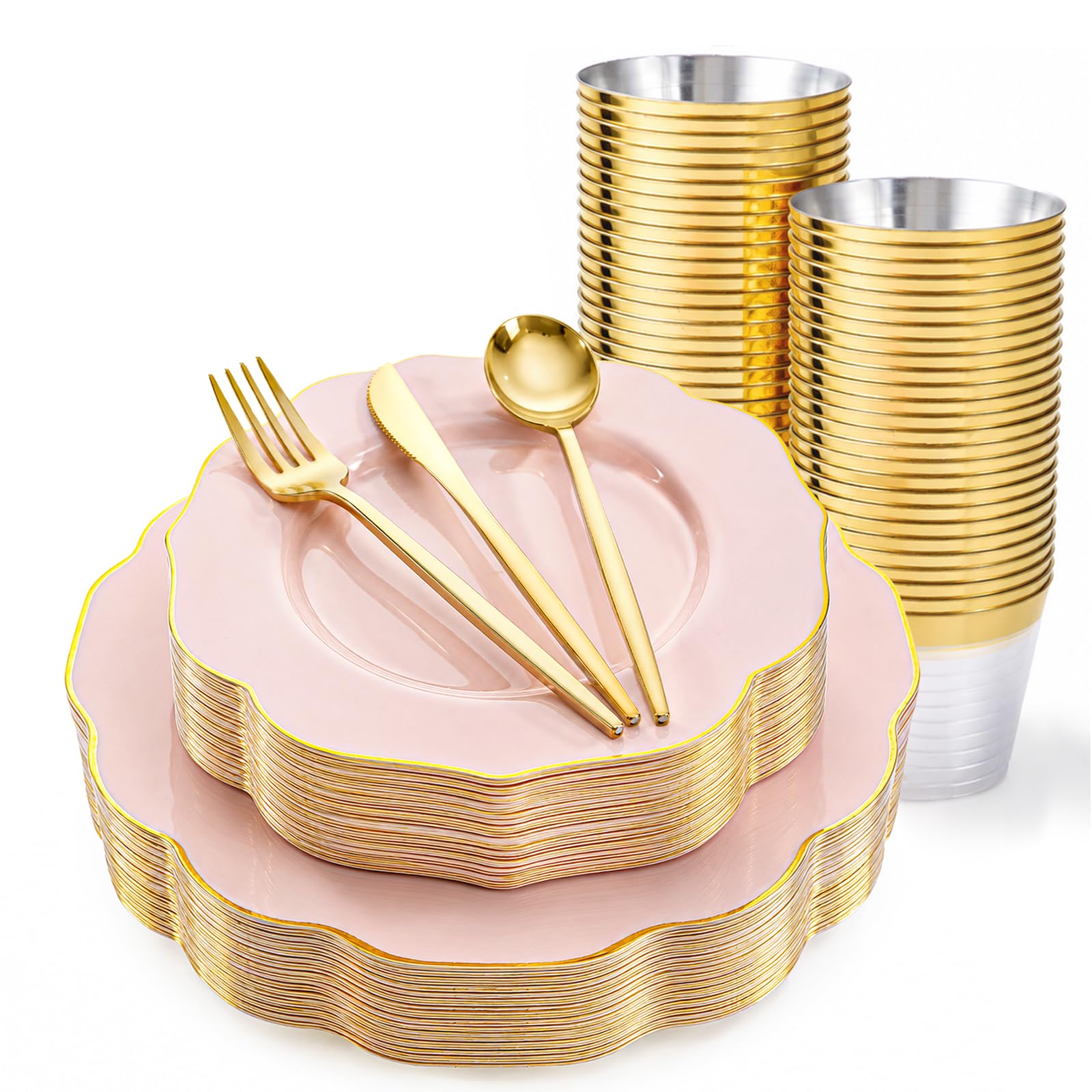 bUCLA White & Gold Disposable Plates - 180 Piece Set -15