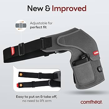 Amazon.com: comfheat Cordless Shoulder Heating Pad with Vibration Massage  for Frozen Shoulder Rotator Cuff Pain Relief, 5000mAh Battery Powered  Heated Shoulder Brace Wrap, 1-3H Hot Compress for Men & Women : Health