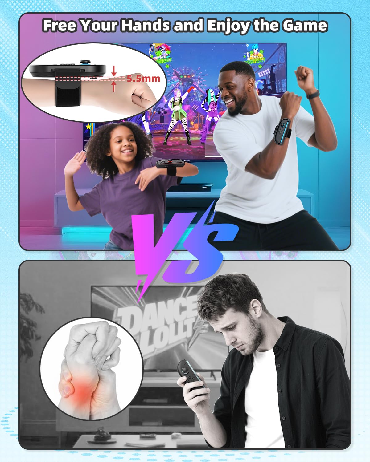 4-Pack [𝐒𝐰𝐢𝐭𝐜𝐡 𝟐/𝟏/𝗢𝗟𝗘𝗗] Bracelets pour Nintendo Switch Just Dance 2026 2025 2024/Zumba Burn It Up, Accessoires pour Nintendo Switch 2/Switch/OLED pour Joy-Pad,Convient Aux Adultes&Enfants