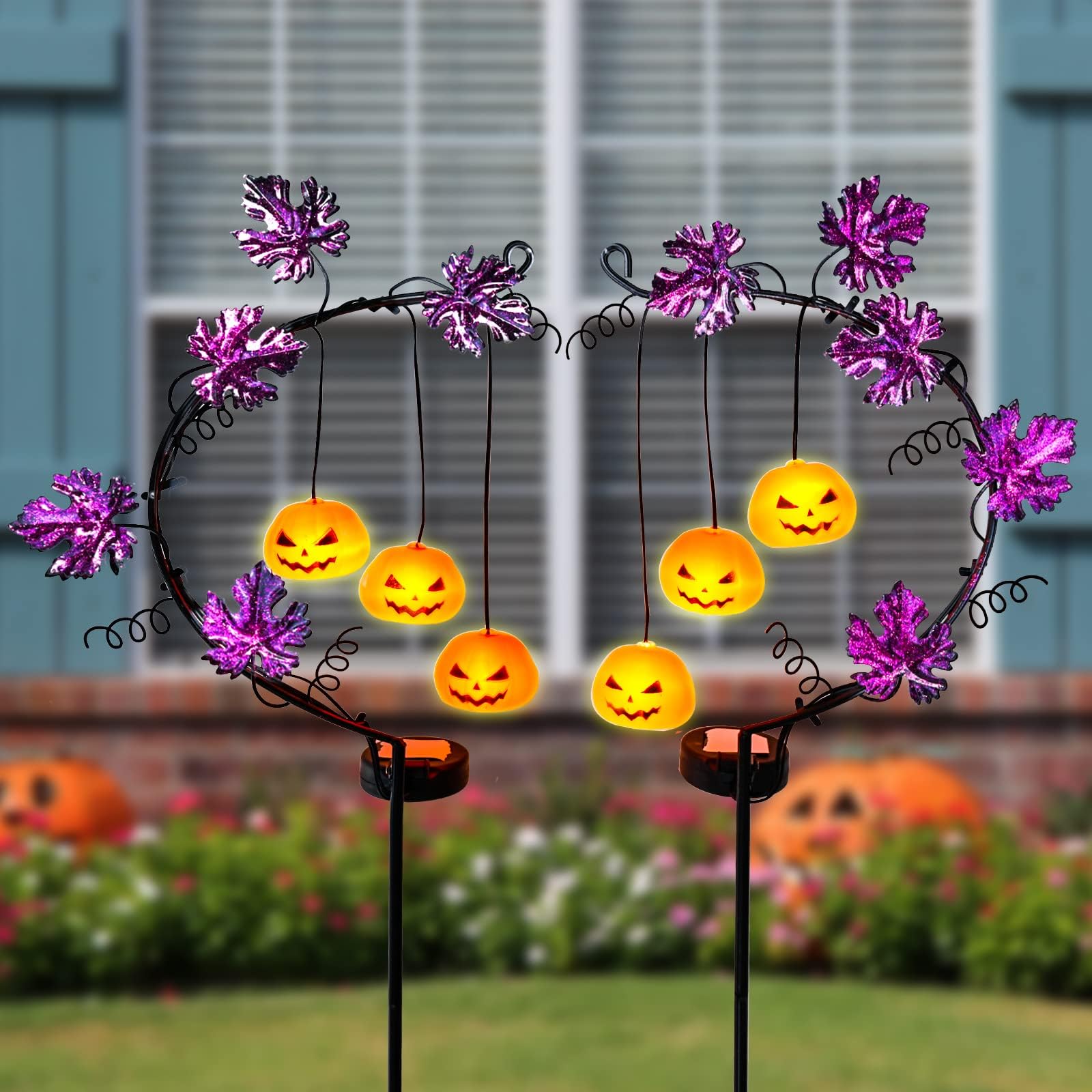  Pumpkin Solar Tree Stakes Thanksgiving Décor