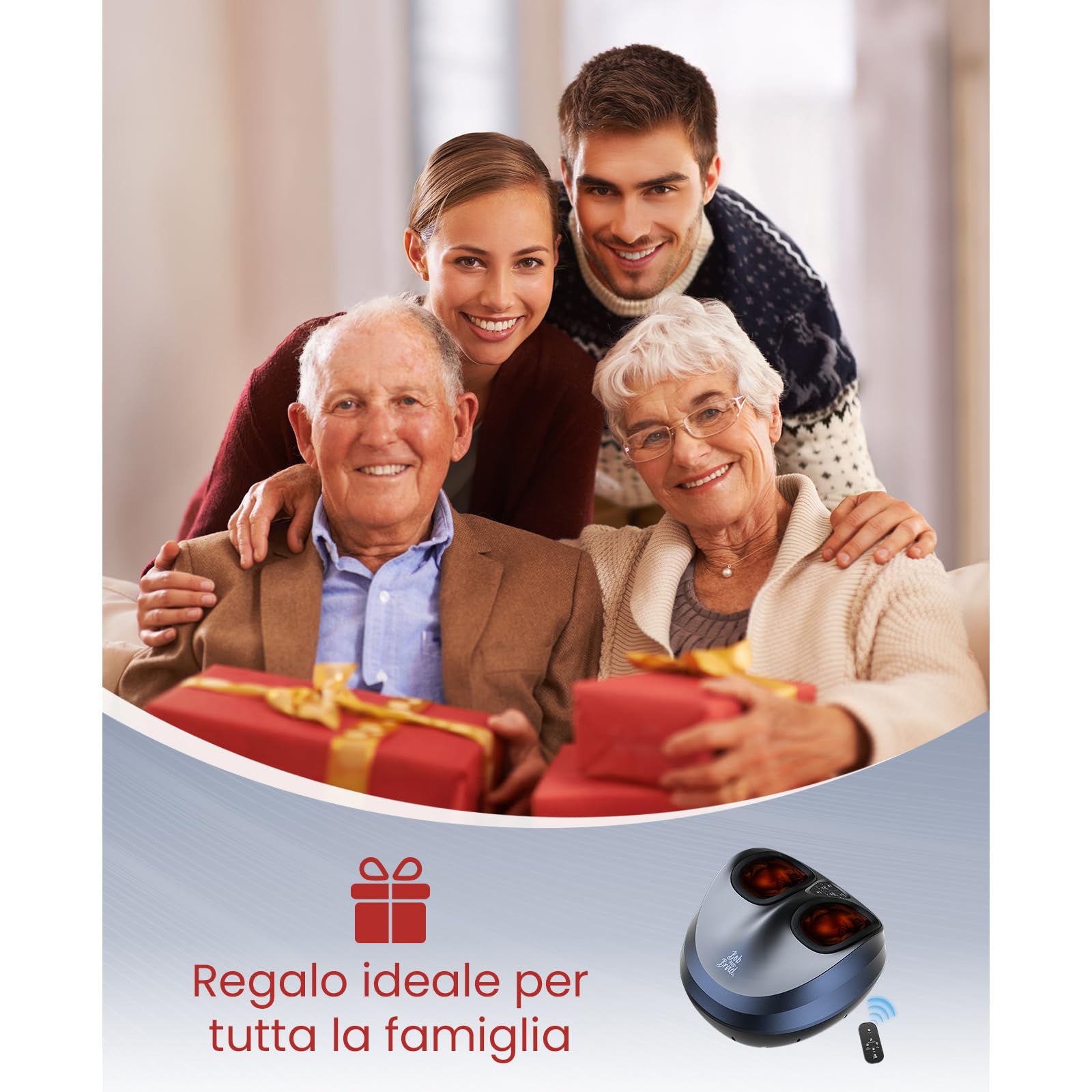 Bob and Brad Massaggiatore Piedi, Massaggiatore Piedi Elettrico con Calore, Rolling e Compressione d'Aria, Massaggiatore Plantare Shiatsu per Fascite Plantare, Muscoli Stanchi, Regali per Uomini Donne