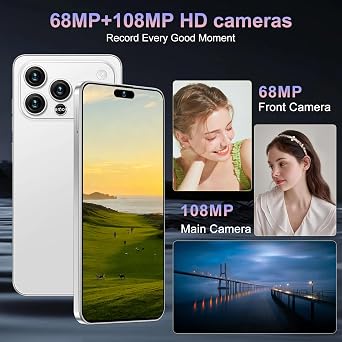 17PM Smartphone New Upgrade 12GB+512GB/6.99 Display 68+108MP Zoom Camera,Tempered Glass Finish, 7000mAh Android 15 (White)