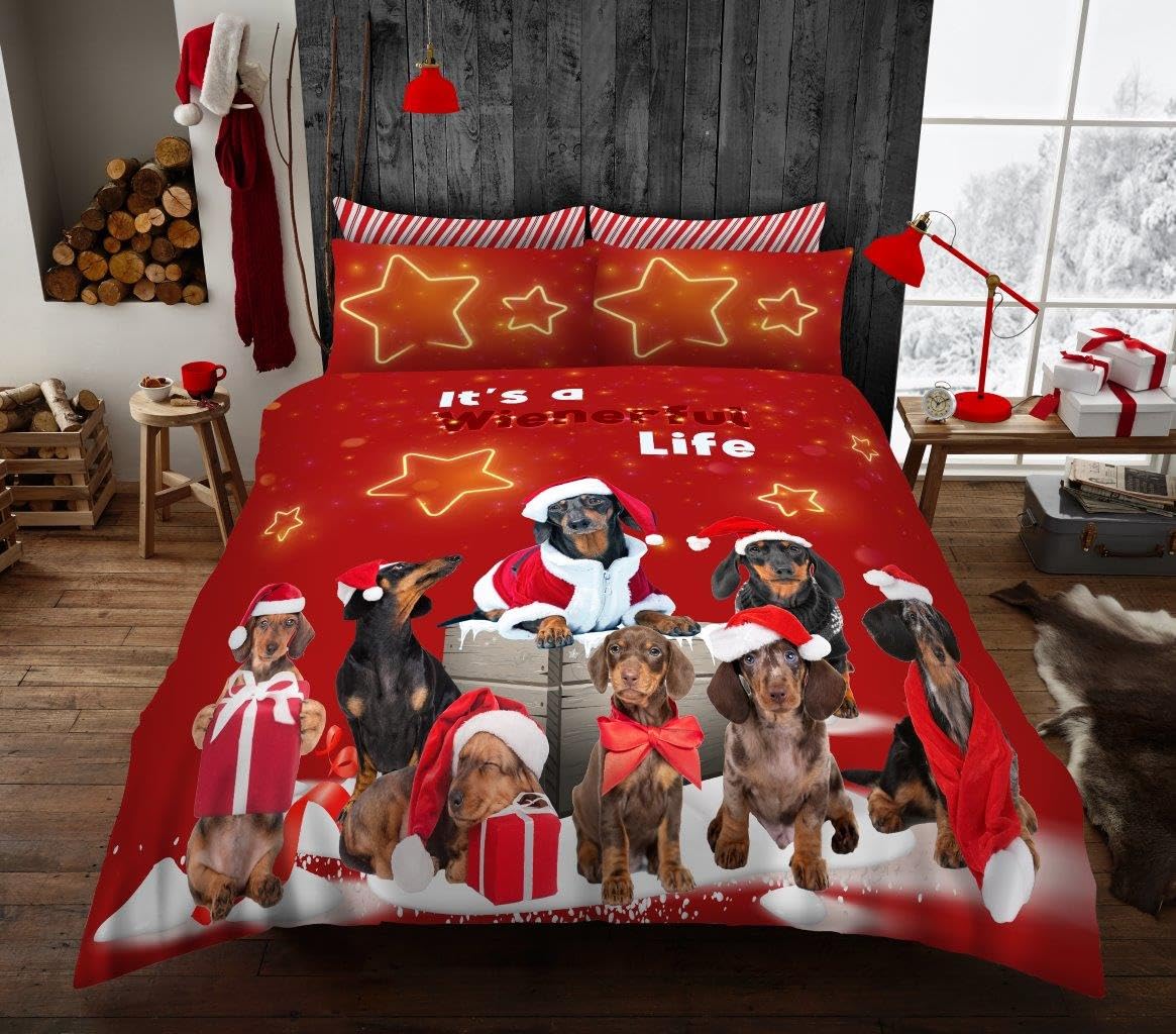 GC GAVENO CAVAILIA Christmas Duvet Cover - Xmas Santa Bedding Double Bed Set With Pillowca...
