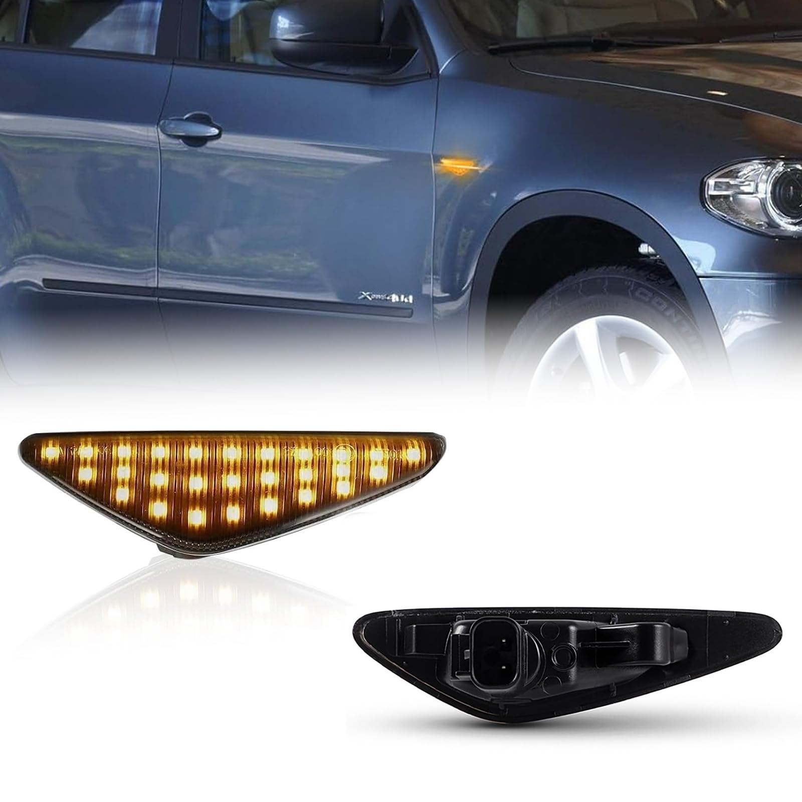 OZ-LAMPE LED Dynamic Side Indicator for Mazda 6 Atenza GH 5 Premacy CW MX-5 RX-8, Error Free Sequential Turn Signal Light, Flowing Side Marker Repeater for Nissan Lafesta Highway Star, Smoked, 2Pcs