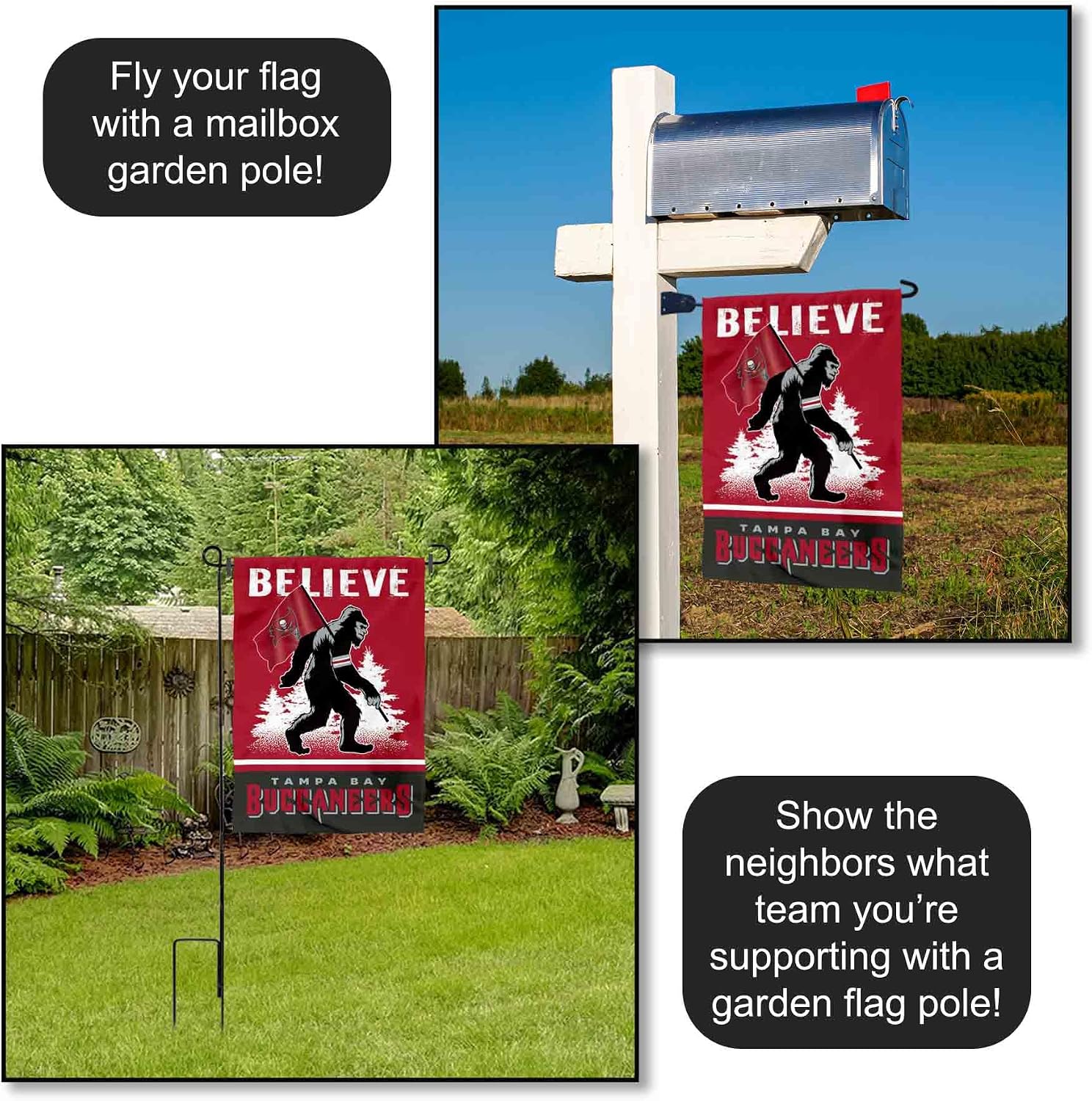 WinCraft Tampa Bay Buccaneers Bigfoot Sasquatch Believe Yard Garden Banner Flag