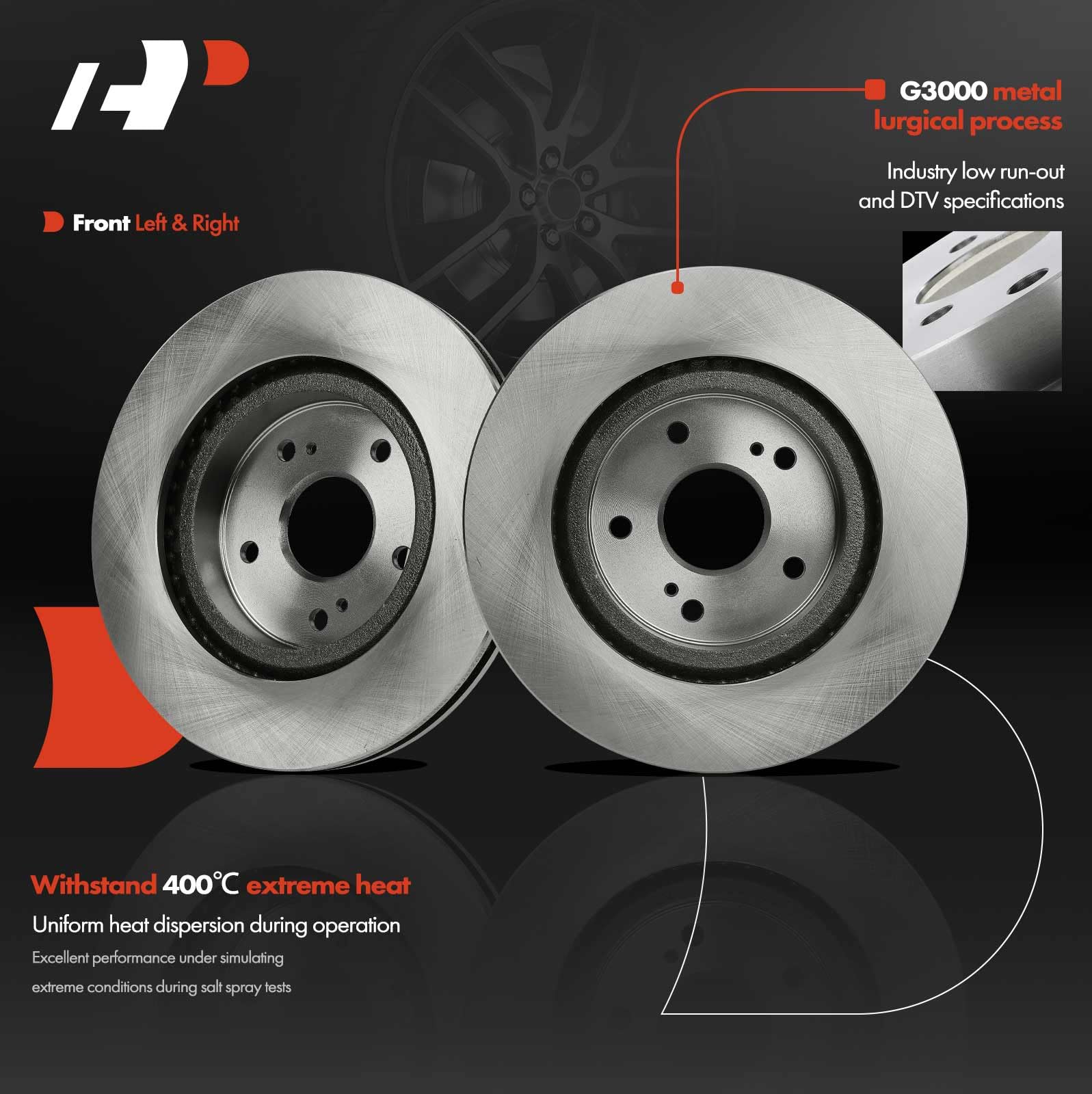 A-Premium 10.28 Inch (261mm) Front Vented Disc Brake Rotors - View #7