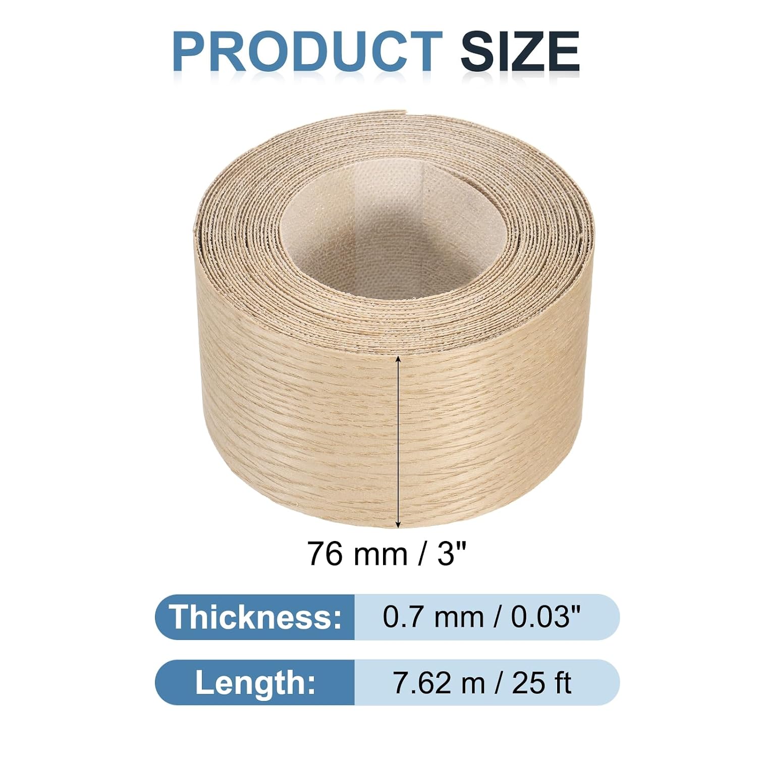 PATIKIL White Oak Edge Banding, 3 inch x 25 ft Wood Veneer Tape Pre-glued Flexible Plywood Edge Banding with Hot Melt Adhesive for Furniture Restoration