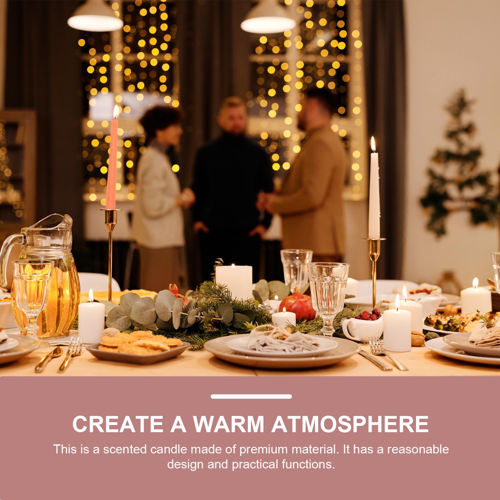 ULTECHNOVO 4 Piezas Velas Aromáticas Largas de Cera Vegetal Tono Anaranjado Diseño Simple para Ambientación y Cenas Luz Velas Generando Ambiente Romántico