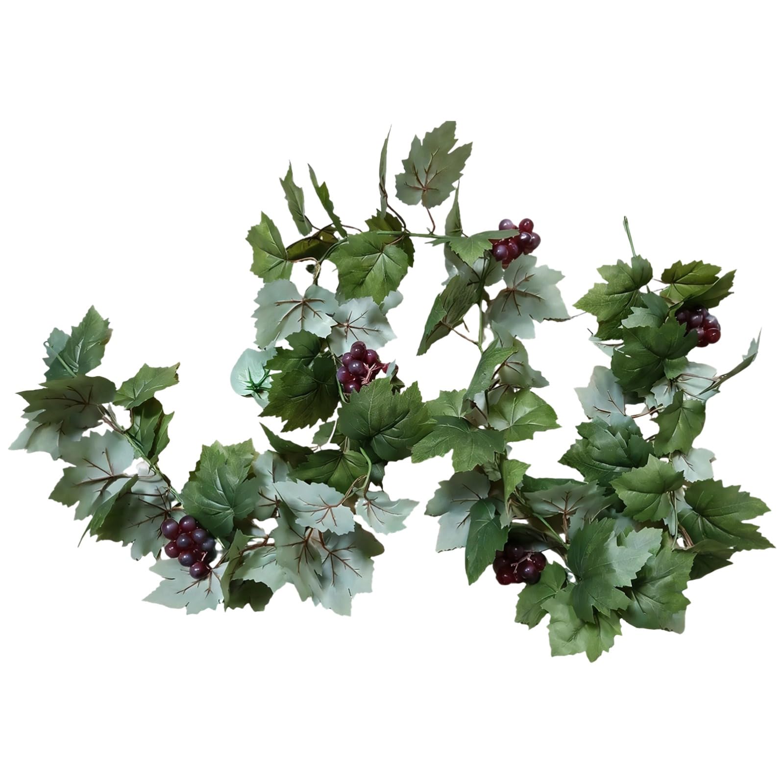 200 cm künstliche Weinblattgirlande mit Trauben, realistische grüne Ranken für Wand, Hängedeko für Hochzeit, Party, Zuhause und Halloween-Dekor, flexibel formbar