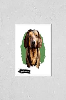 Alpine Dachsbracke dog digital art illustration isolated on white background. Small breed of dog of the scent hound type originating in Austria. Bred to track animals. Slight resemblance to Dachshund