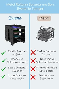 Evene Dosya Düzenleyici Masa Üstü Organizer Ahşap Evrak Raflı Model 1 Siyah, eorganizer1
