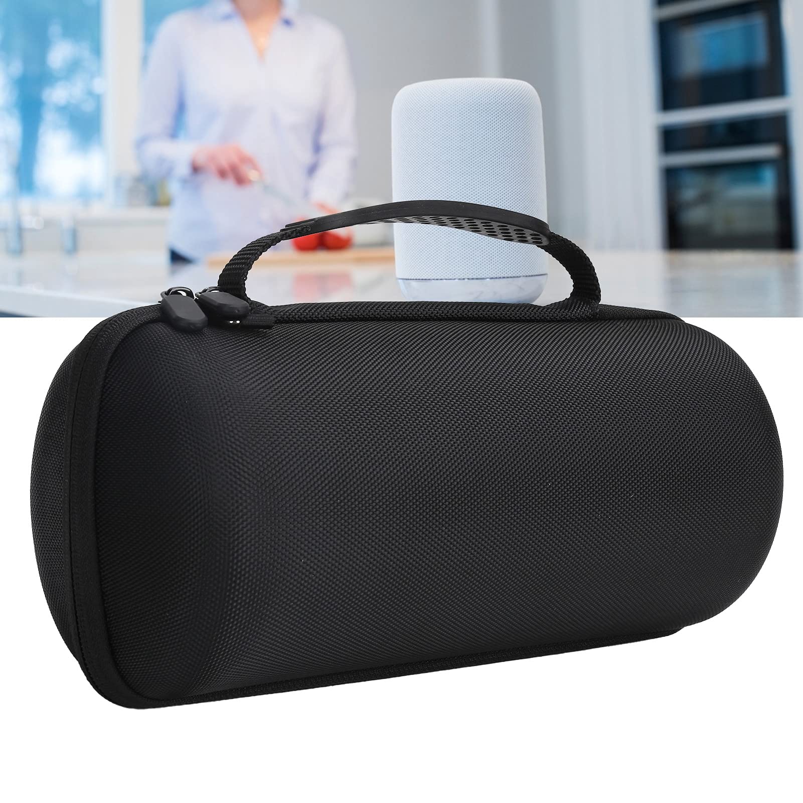 Hartschalen-Tasche für Bose SoundLink Revolve+ II, EVA-Tragetasche, Ersatz-Aufbewahrungstasche für kabellose Revolve+ II Lautsprecher, mit verstellbarem Gurt (schwarz)