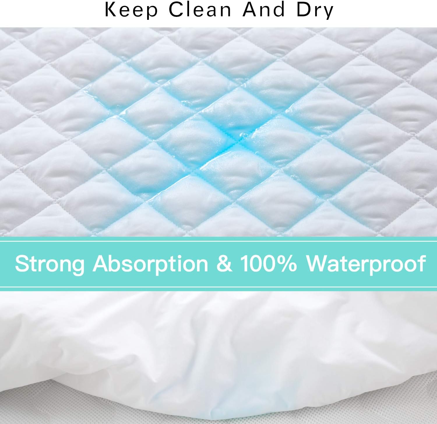 TILLYOU Over-Filled Waterproof Pack N Play Mattress Cover Protector, 39”x27” Quilted Quiet Mattress Pad for Portable Mini Cribs, Washable Playard Bedding Fitted Sheet, Pure White