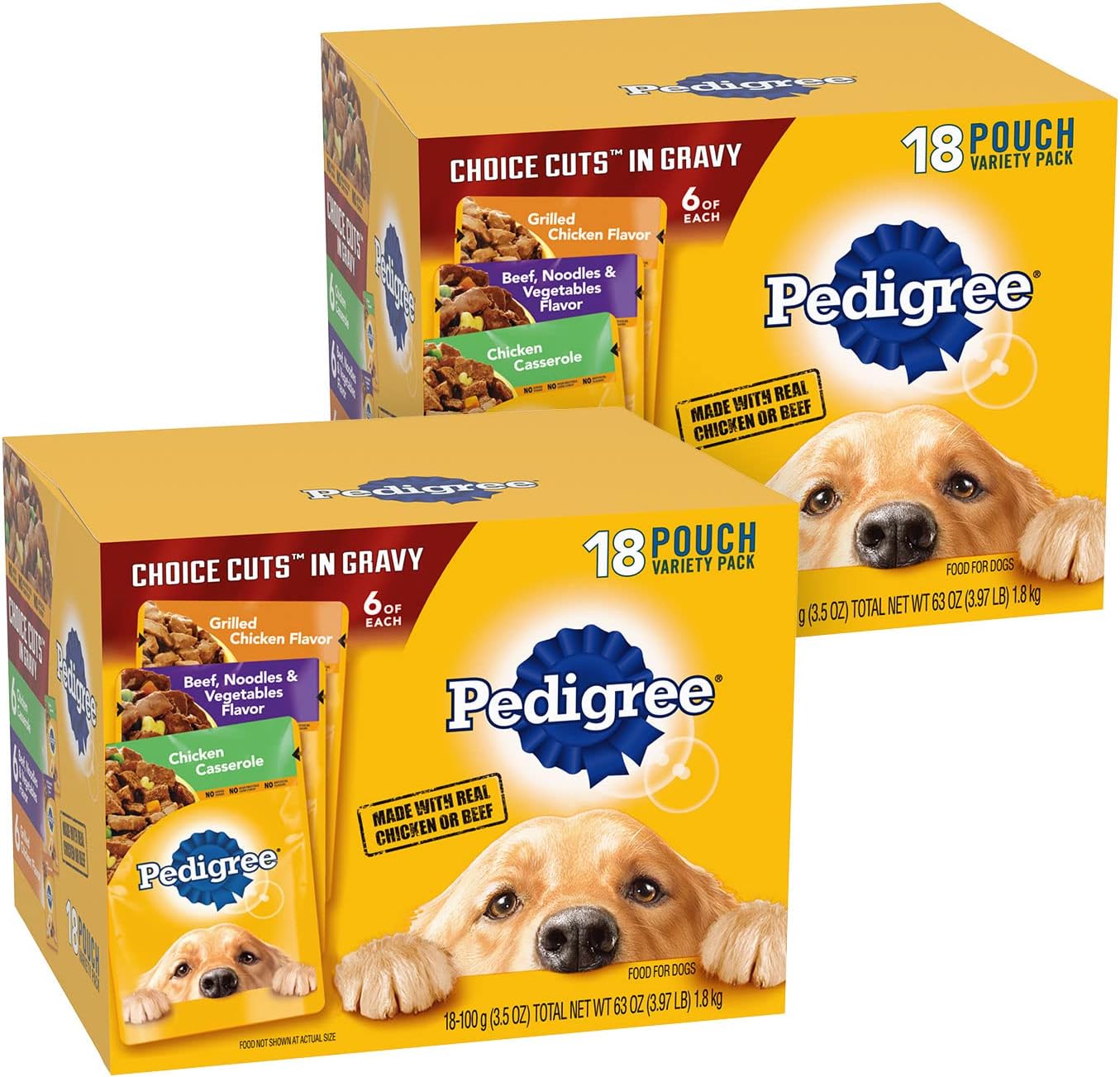 Pedigree Choice Cuts in Gravy Adult Wet Dog Food Variety Packs, 3.5 Ounce - 18 Count (Pack of 2)