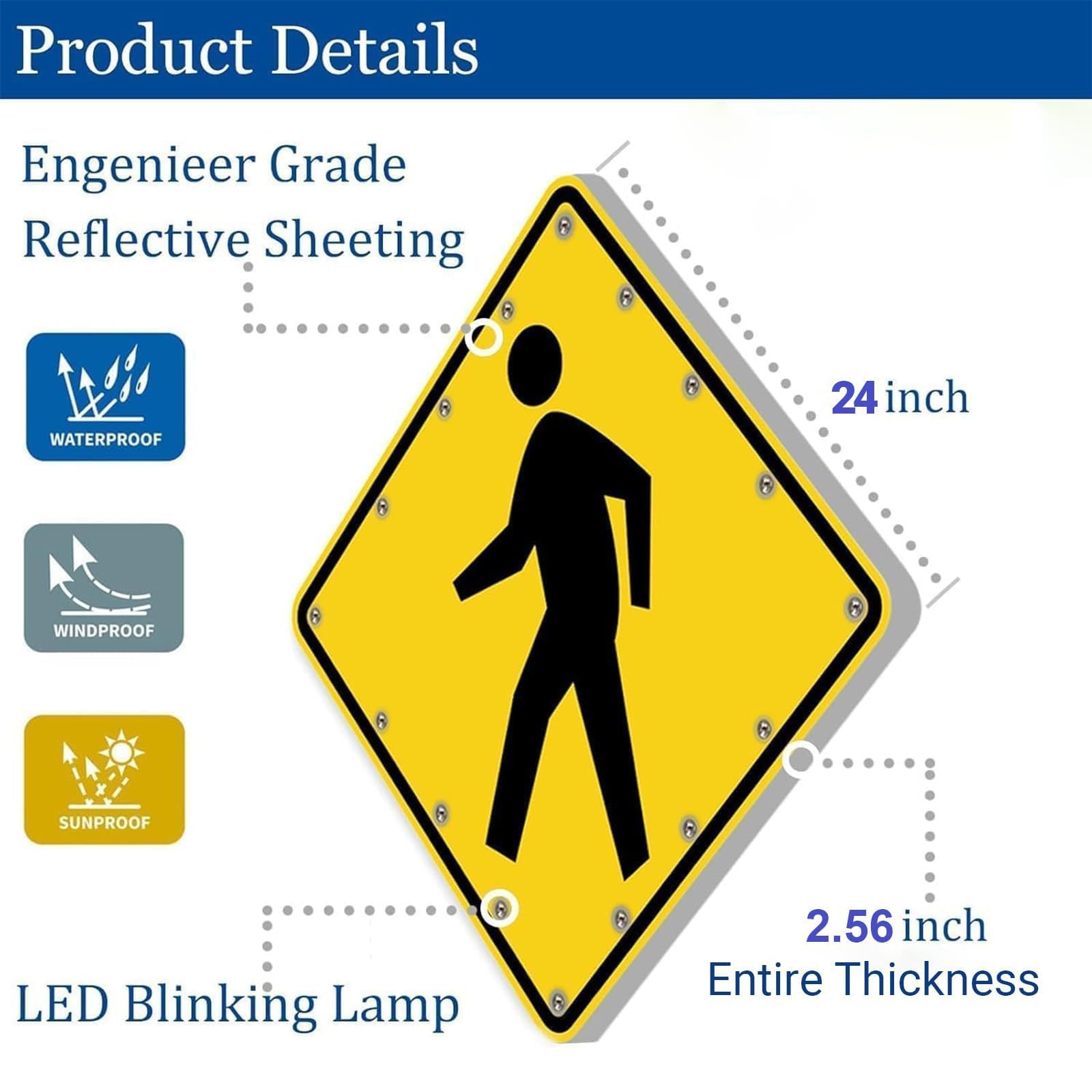 Señal de cruce de peatones alimentada por energía solar con LED de alto brillo para mejorar la visibilidad de la calle y la seguridad del tráfico