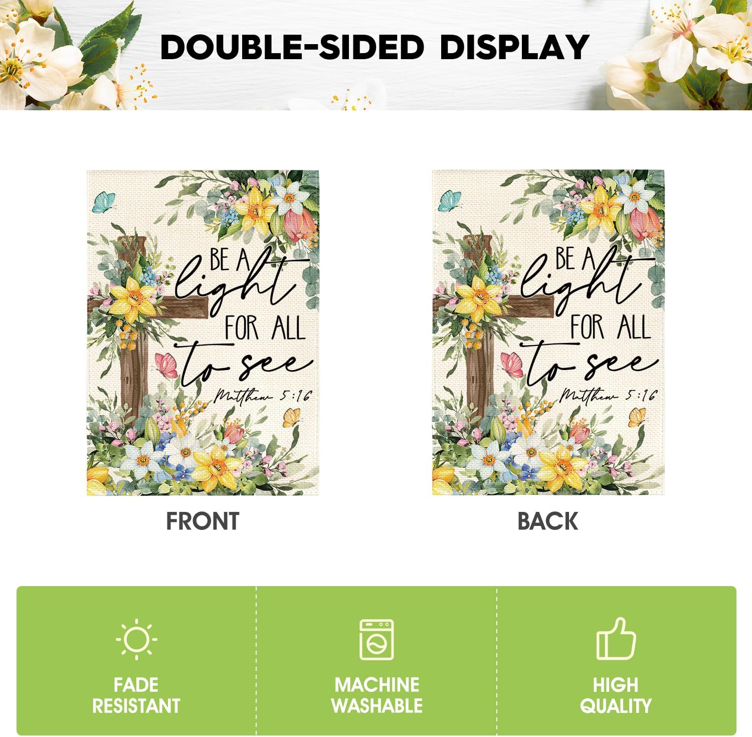 AVOIN colorlife Spring Floral Garden Flag 12x18 Inch Double Sided Outside, Eucalyptus Flowers Seasonal Cross Yard Outdoor Flag - Image 6