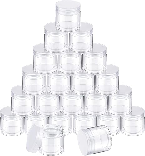 Miniatura 23 de 24 frascos de plástico transparente vacíos con tapas, recipientes de almacenamiento redondos de boca ancha para productos de belleza, crema