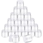 SATINIOR 24 Pieces Empty Clear Plastic Jars with Lids Round Storage Containers Wide Mouth for Beauty Product Cosmetic Cream Lotion Liquid Butter Craft and Food(Clear Lid,3 oz)